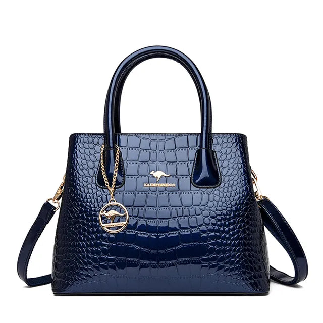 2022 Trend Women Bags Designer Luxury Patent Leather Shoulder Sac Crocodile Pattern Handbags Purses Ladies Crossbody Bucket Sac