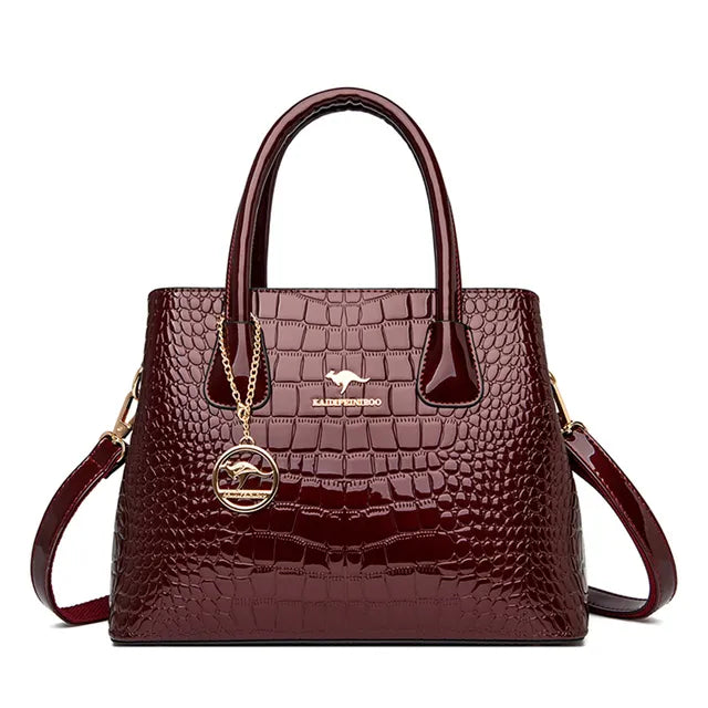 2022 Trend Women Bags Designer Luxury Patent Leather Shoulder Sac Crocodile Pattern Handbags Purses Ladies Crossbody Bucket Sac