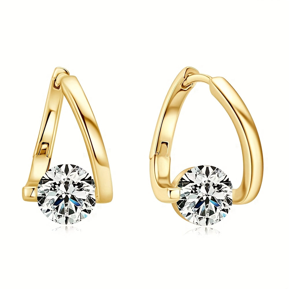 1 Pair of Moissanite S925 Sterling Silver Hoop Earrings Round Cut Twist Hoop Earrings Women'S Birthday Anniversary Jewelry Gift