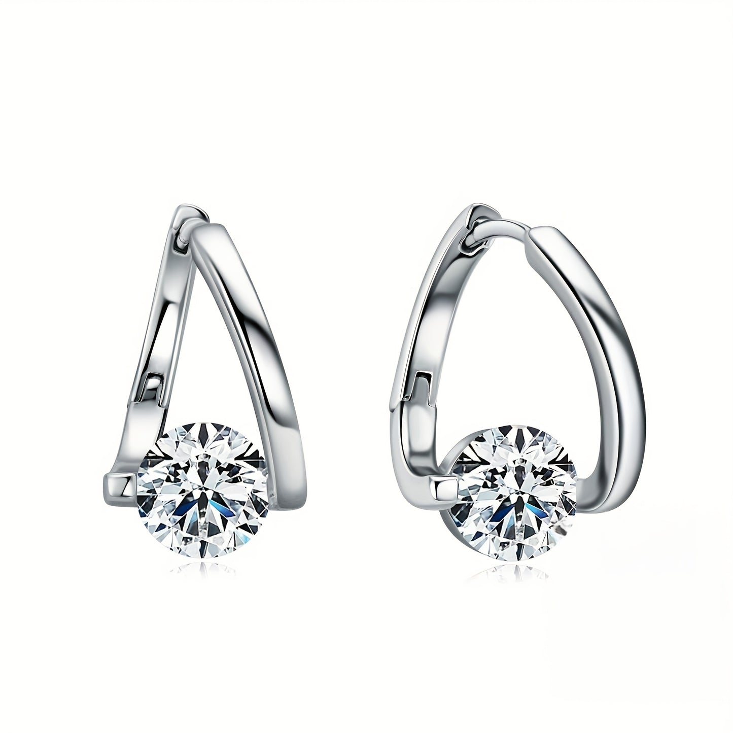 1 Pair of Moissanite S925 Sterling Silver Hoop Earrings Round Cut Twist Hoop Earrings Women'S Birthday Anniversary Jewelry Gift