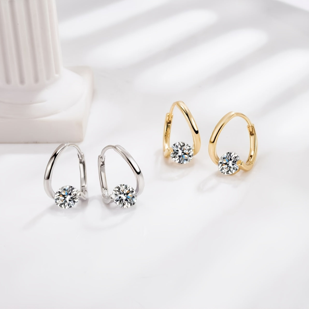 1 Pair of Moissanite S925 Sterling Silver Hoop Earrings Round Cut Twist Hoop Earrings Women'S Birthday Anniversary Jewelry Gift