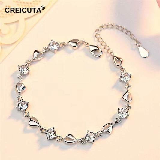 925 Silver 3.5 Carat Heart-Shaped 5A Zircon Bracelet – Elegant & Romantic Jewelry Gift for Women