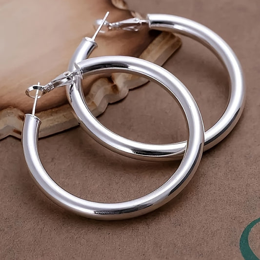 5CM Round Circle Hoop Earrings - 925 Silver Fashion Jewelry for Women, Party, Wedding, and Everyday Wear - Pretty, Nice, and Elegant Accessories