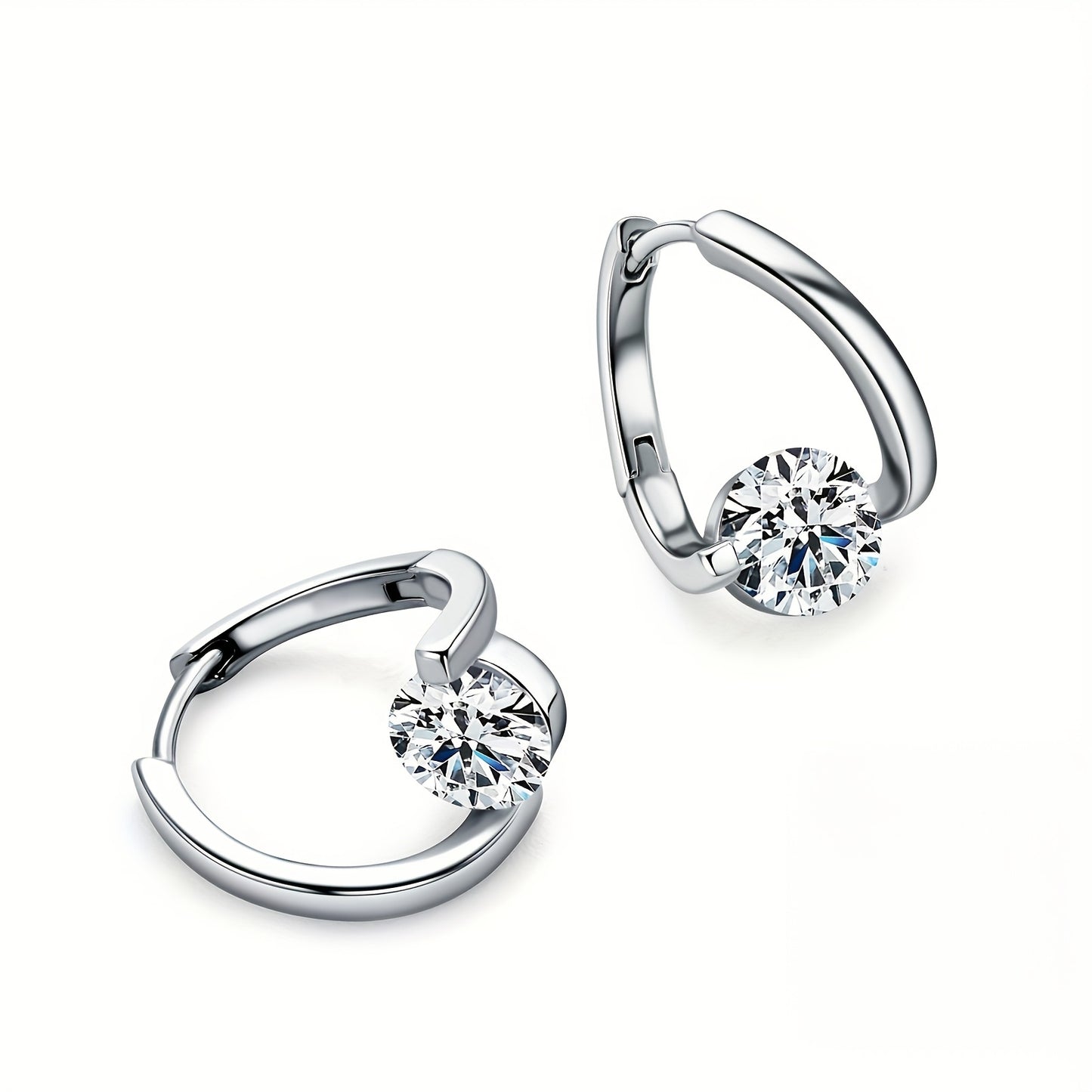 1 Pair of Moissanite S925 Sterling Silver Hoop Earrings Round Cut Twist Hoop Earrings Women'S Birthday Anniversary Jewelry Gift