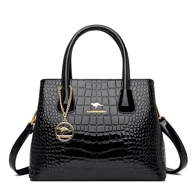 2022 Trend Women Bags Designer Luxury Patent Leather Shoulder Sac Crocodile Pattern Handbags Purses Ladies Crossbody Bucket Sac